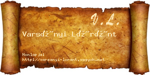 Varsányi Lóránt névjegykártya