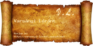 Varsányi Lóránt névjegykártya